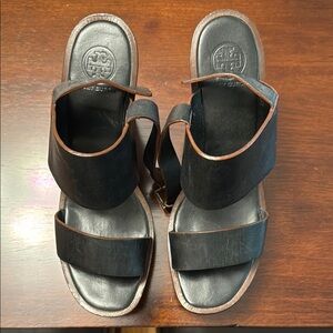 Tory Burch Black Leather Slide Sandals